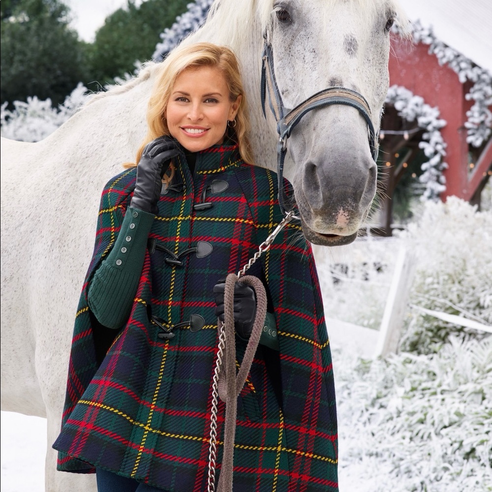Talbots plaid cape